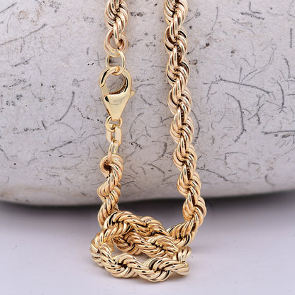 Goldkette Kordelkette hohl Halskette Breite 4,5 mm - 333-8 Karat Gold