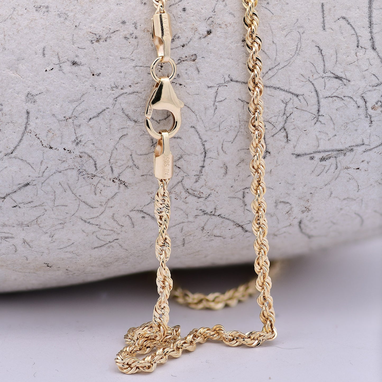 Goldkette Kordelkette hohl Halskette Breite 2,1 mm - 585-14 Karat Gold