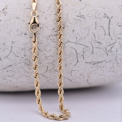 Goldkette Kordelkette hohl Halskette Breite 2,7 mm - 585-14 Karat Gold