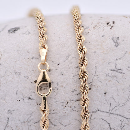 Goldkette Kordelkette hohl Halskette Breite 2,7 mm - 585-14 Karat Gold