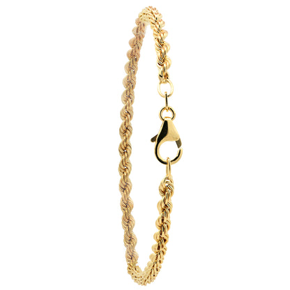 Goldarmband Kordelkette hohl  Armkette Breite 3,3mm 585-14 Karat Gold