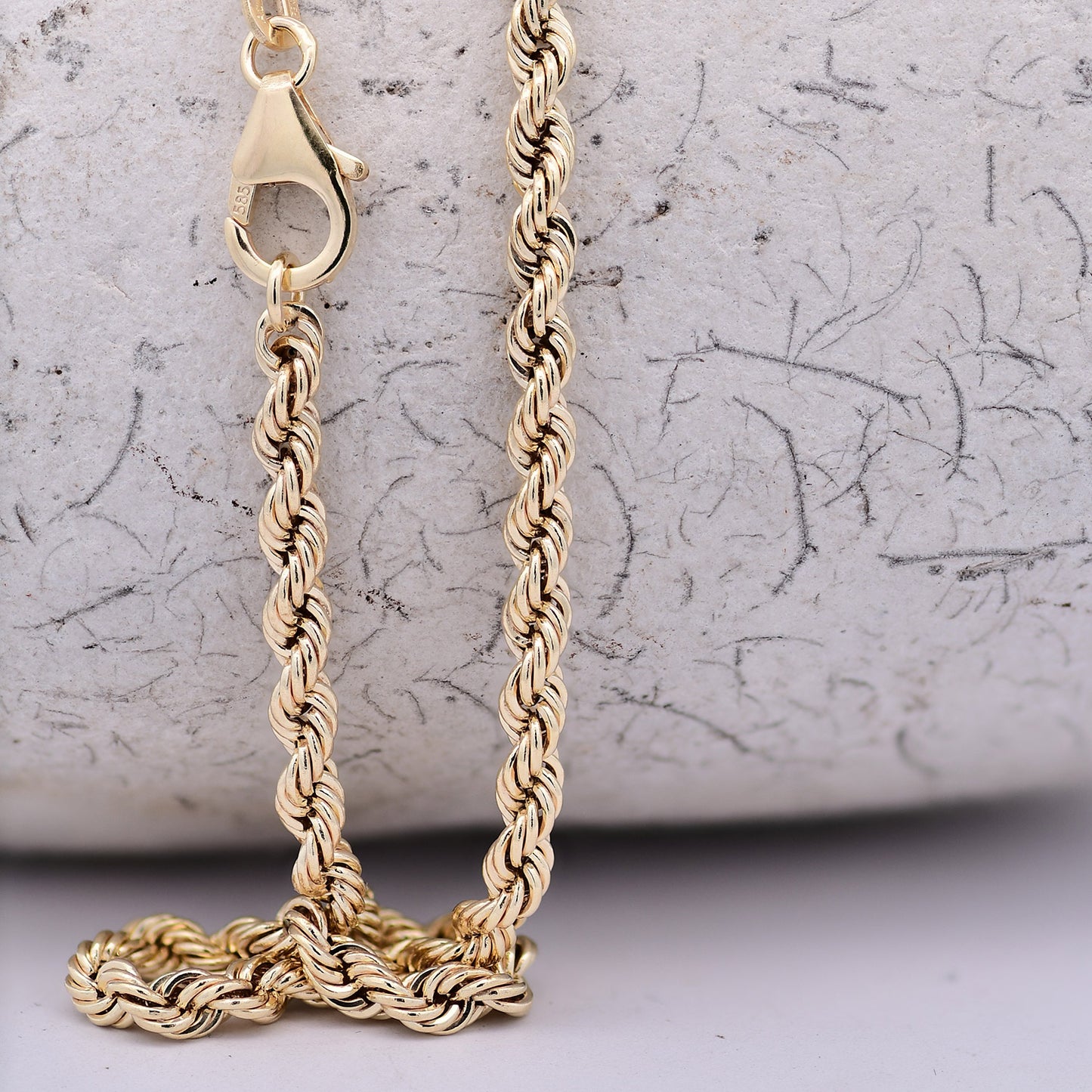 Goldkette Kordelkette hohl Halskette Breite 3,3 mm - 585-14 Karat Gold