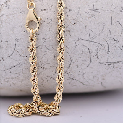 Goldkette Kordelkette hohl Halskette Breite 3,3 mm - 585-14 Karat Gold