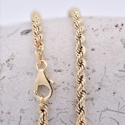 Goldkette Kordelkette hohl Halskette Breite 3,3 mm - 585-14 Karat Gold
