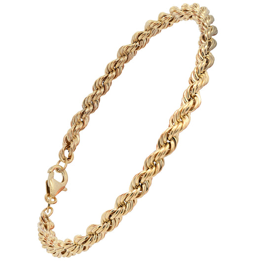 Goldarmband Kordelkette hohl  Armkette Breite 4,5mm 585-14 Karat Gold