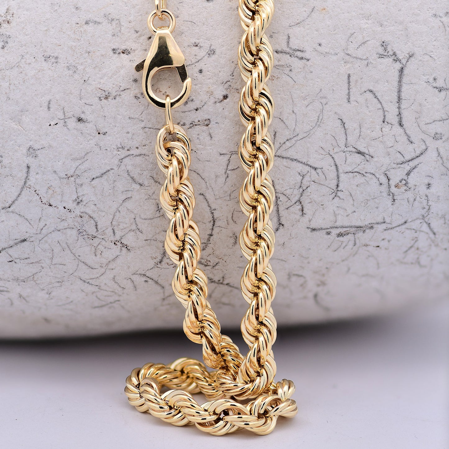 Goldkette Kordelkette hohl Halskette Breite 4,5 mm - 585-14 Karat Gold