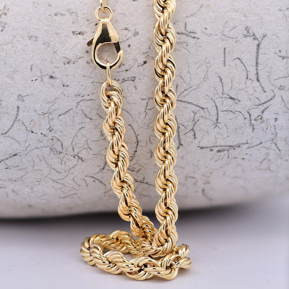 Goldkette Kordelkette hohl Halskette Breite 4,5 mm - 585-14 Karat Gold