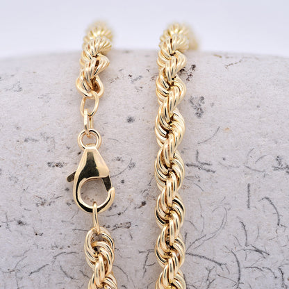 Goldkette Kordelkette hohl Halskette Breite 4,5 mm - 585-14 Karat Gold