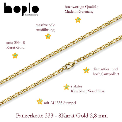 Goldkette Panzerkette Halskette Breite 2,8 mm massiv 333 -8 Karat Gold