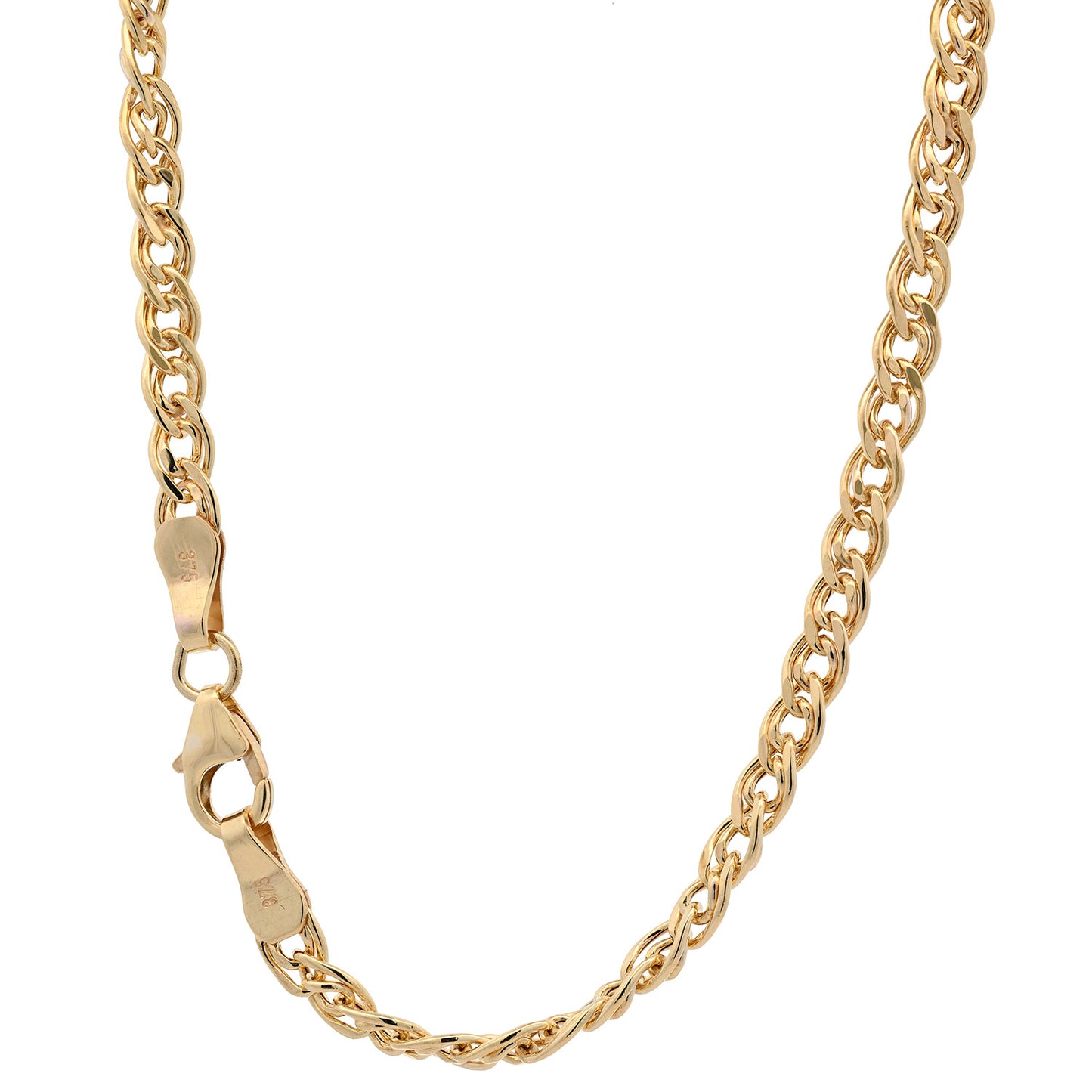 Goldkette Zwillingspanzerkette hohl Halskette 3,7 mm 375-9 Karat Gold