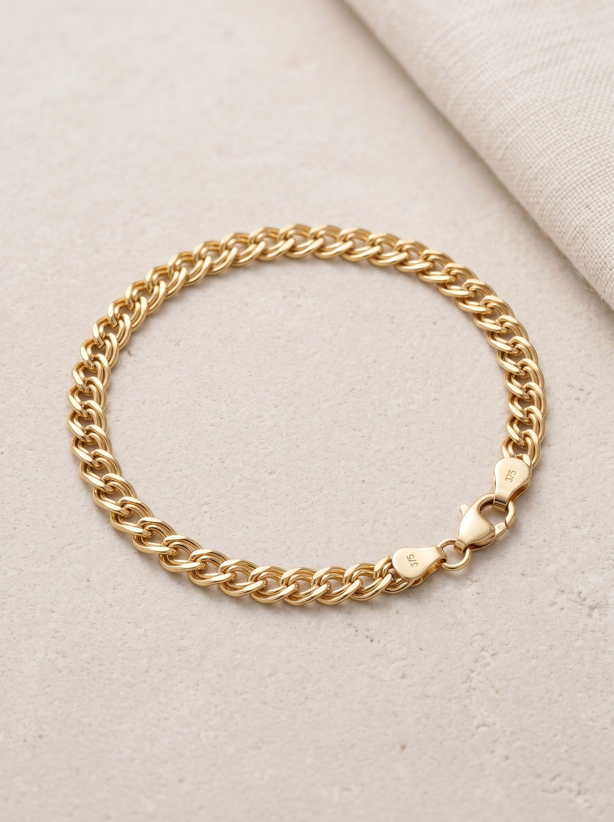 Goldkette Zwillingspanzerkette hohl Armkette 3,7 mm 375 - 9 Karat Gold