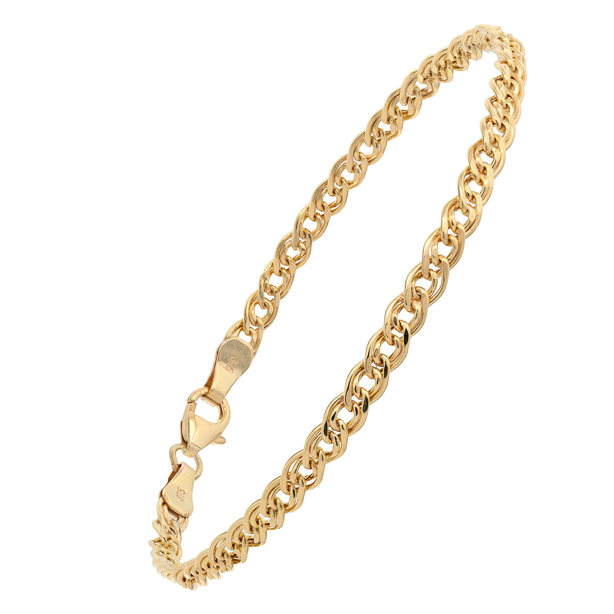 Goldkette Zwillingspanzerkette hohl Armkette 3,7 mm 375 - 9 Karat Gold