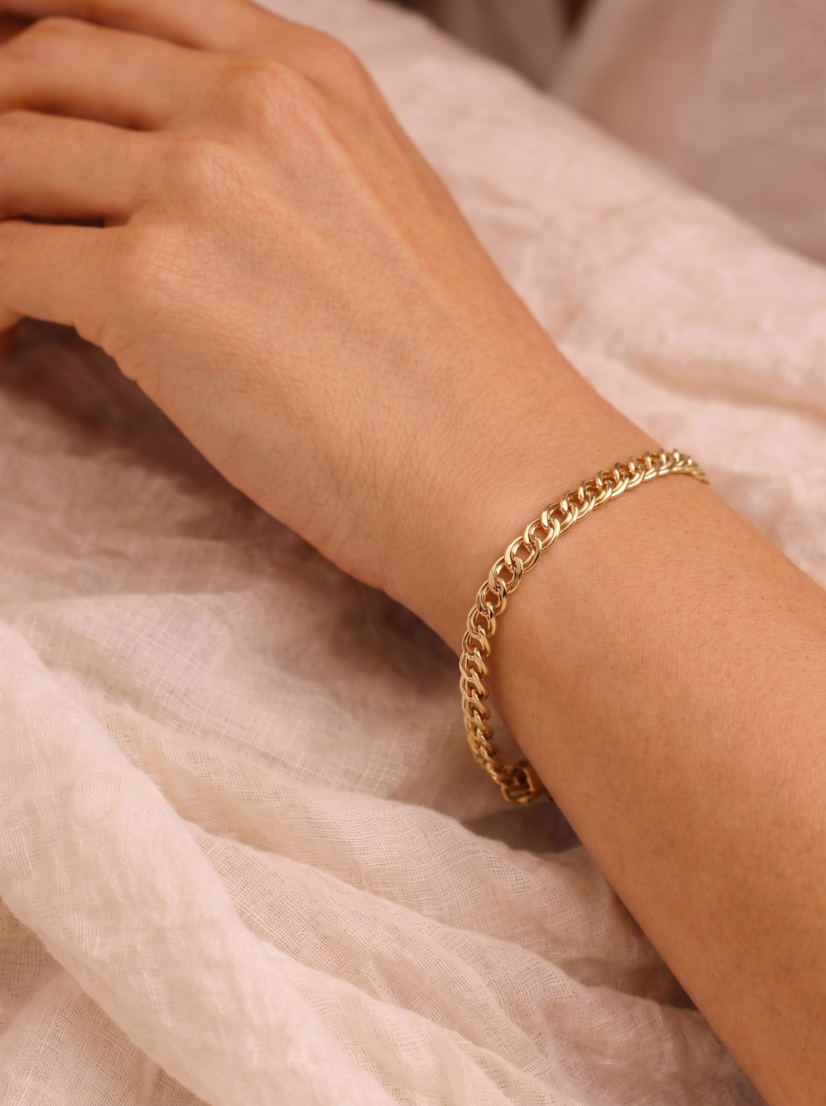 Goldkette Zwillingspanzerkette hohl Armkette 3,7 mm 375 - 9 Karat Gold