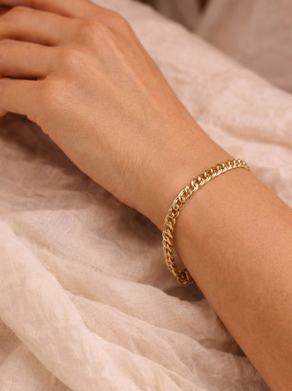 Goldkette Zwillingspanzerkette hohl Armkette 3,7 mm 375 - 9 Karat Gold