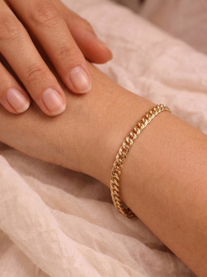 Goldkette Zwillingspanzerkette hohl Armkette 3,7 mm 375 - 9 Karat Gold