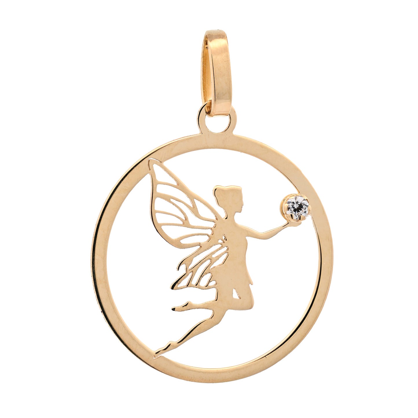 Gold Anhänger Fee mit Zirkonia aus echt massiv  750 - 18 Karat Gold