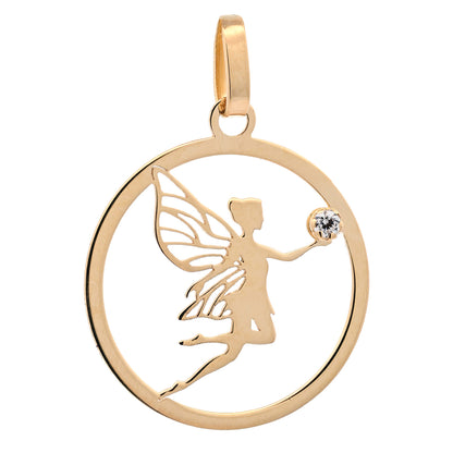 Gold Anhänger Fee mit Zirkonia aus echt massiv  750 - 18 Karat Gold