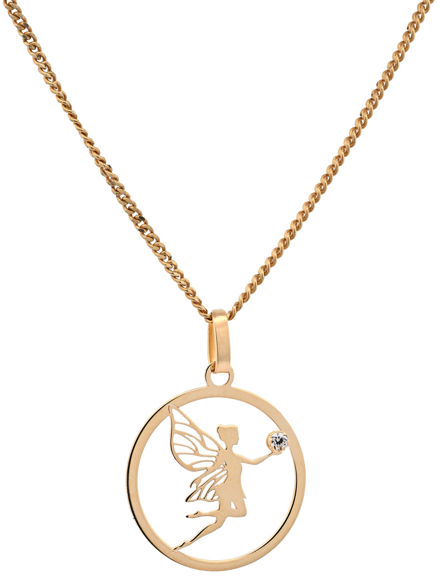 Gold Anhänger Fee mit Zirkonia aus echt massiv  750 - 18 Karat Gold