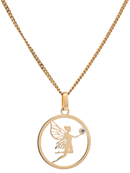 Gold Anhänger Fee mit Zirkonia aus echt massiv  750 - 18 Karat Gold