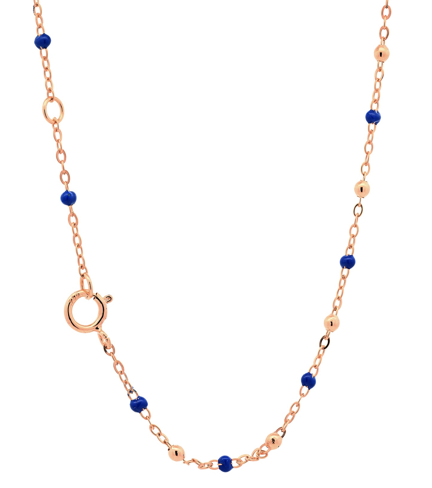 Goldkette Collier mit blauen Harzperlen massiv  750-18 Karat Gold 40cm