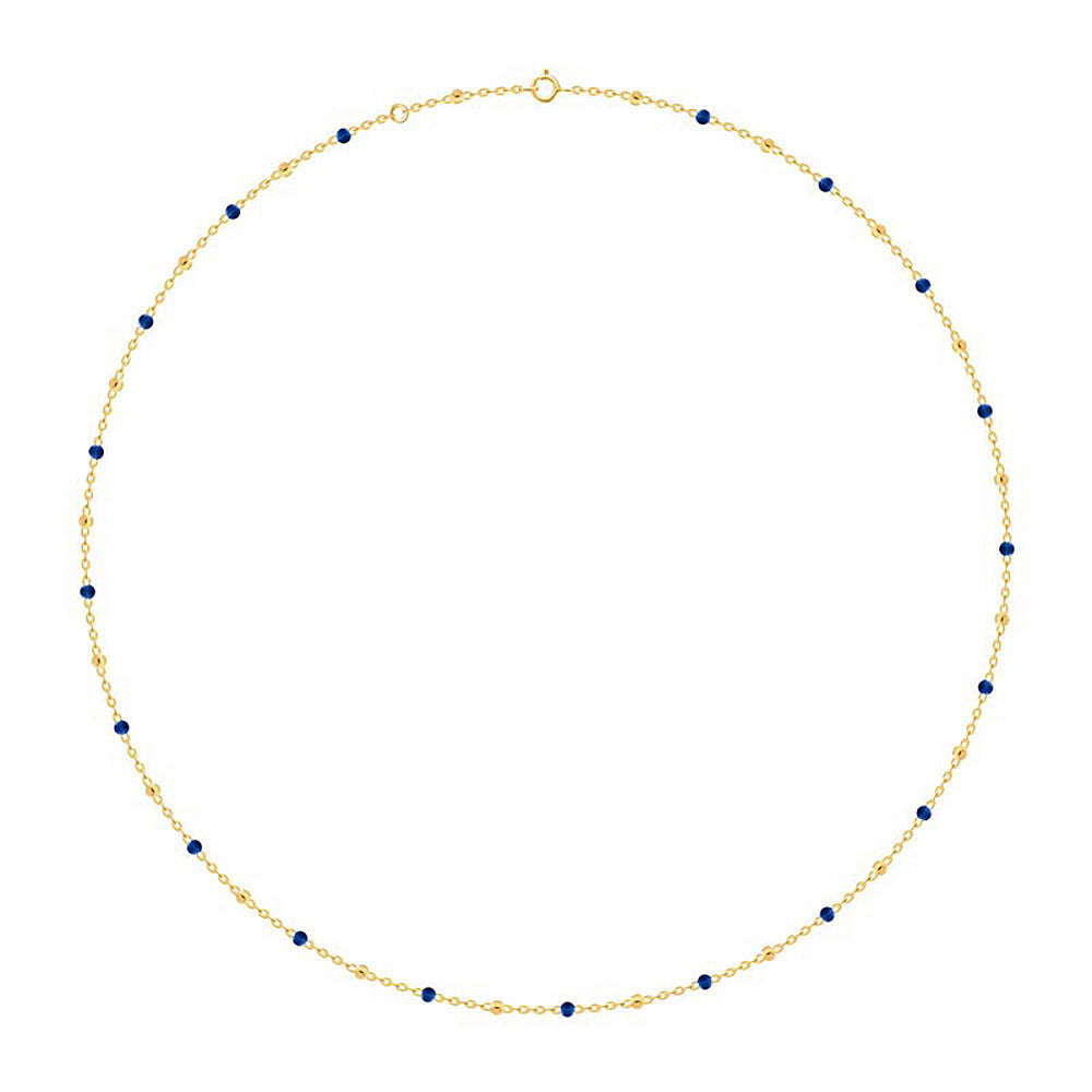 Goldkette Collier mit blauen Harzperlen massiv  750-18 Karat Gold 40cm