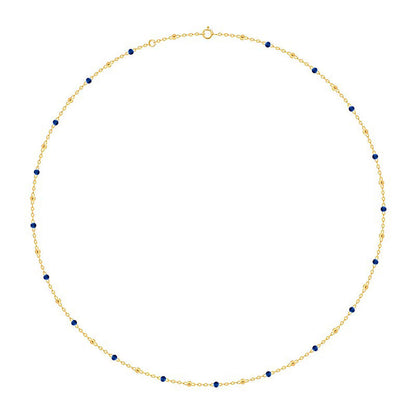 Goldkette Collier mit blauen Harzperlen massiv  750-18 Karat Gold 40cm