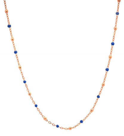 Goldkette Collier mit blauen Harzperlen massiv  750-18 Karat Gold 40cm