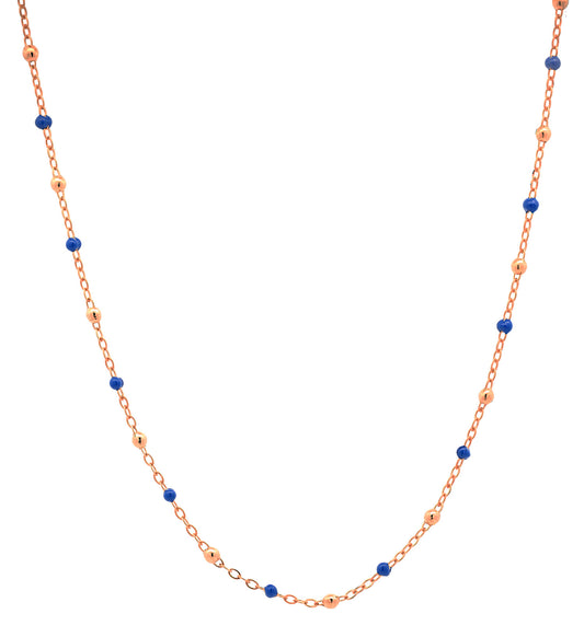 Goldkette Collier mit blauen Harzperlen massiv  750-18 Karat Gold 40cm