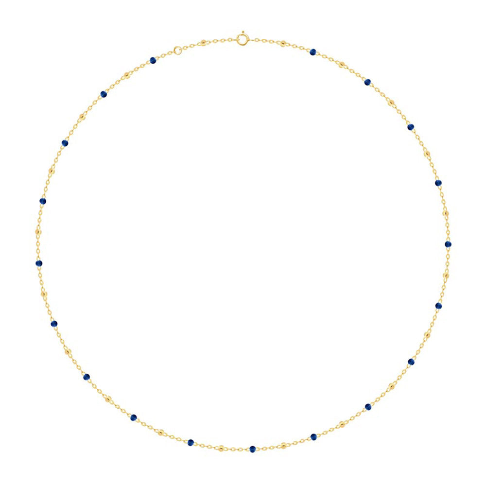 Goldkette Collier mit blauen Harzperlen massiv  750-18 Karat Gold 40cm