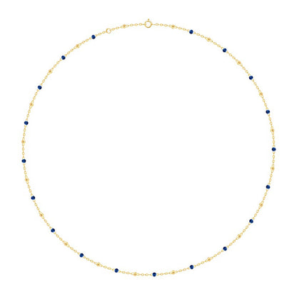 Goldkette Collier mit blauen Harzperlen massiv  750-18 Karat Gold 40cm