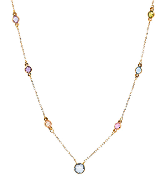 Goldkette Collier Kette Halskette farbiges Zirkonia  750-18 Karat Gold