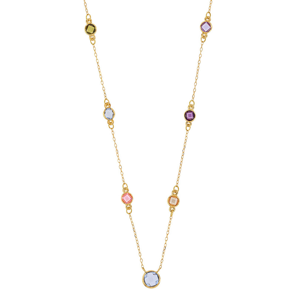 Goldkette Collier Kette Halskette farbiges Zirkonia  750-18 Karat Gold