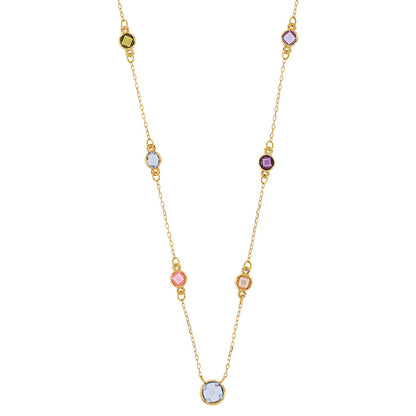 Goldkette Collier Kette Halskette farbiges Zirkonia  750-18 Karat Gold