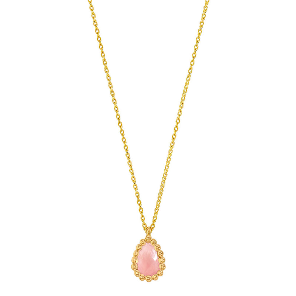 Goldkette Collier Halskette Rosenquarz massiv  750-18 Karat Gold 42 cm