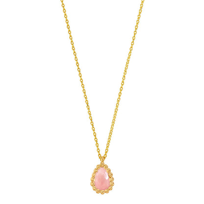 Goldkette Collier Halskette Rosenquarz massiv  750-18 Karat Gold 42 cm