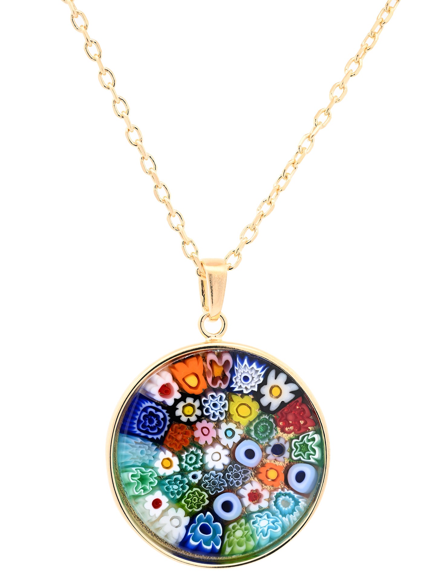 Halskette Collier 925er Sterling Silber vergoldet Murano-Glas 45 cm