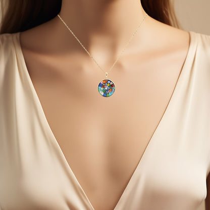 Halskette Collier 925er Sterling Silber vergoldet Murano-Glas 45 cm