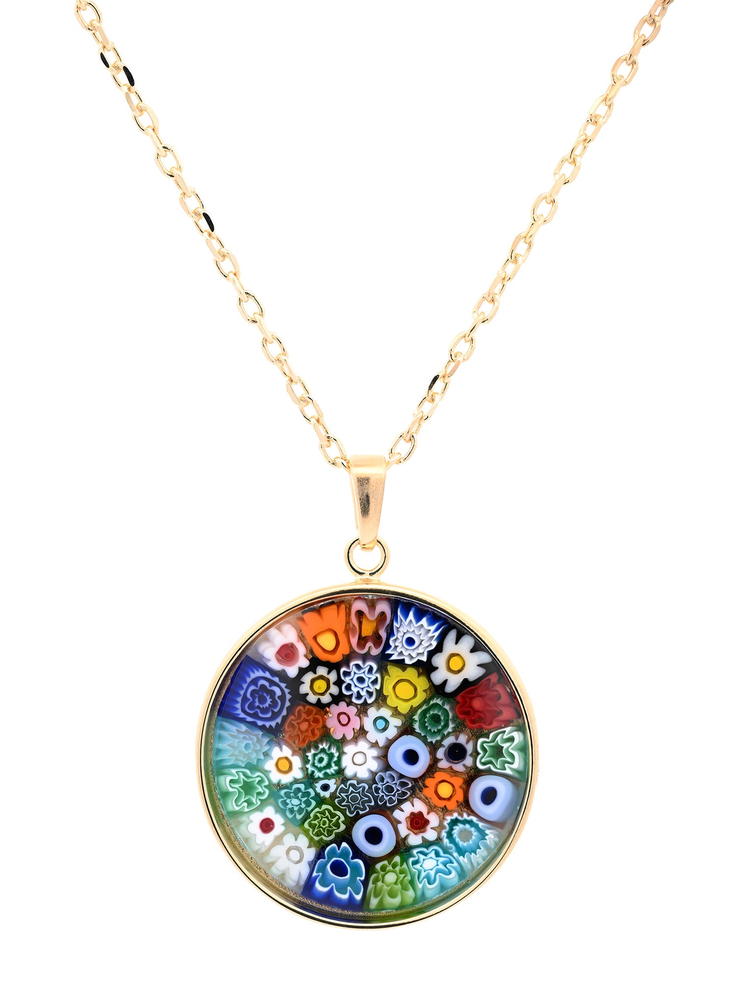 Halskette Collier 925er Sterling Silber vergoldet Murano-Glas 45 cm