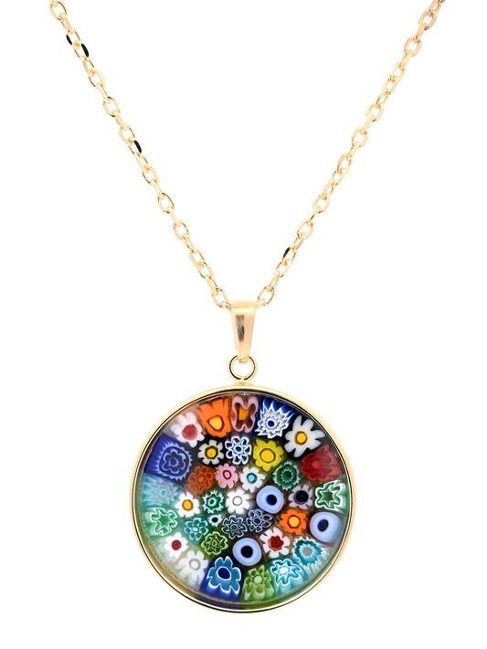 Halskette Collier 925er Sterling Silber vergoldet Murano-Glas 45 cm