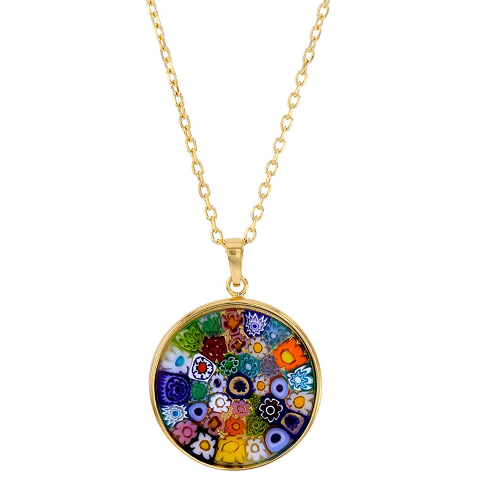 Halskette Collier 925er Sterling Silber vergoldet Murano-Glas 45 cm