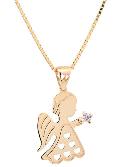 Gold Anhänger Engel mit Zirkonia echt massiv  375-9 Karat Gold