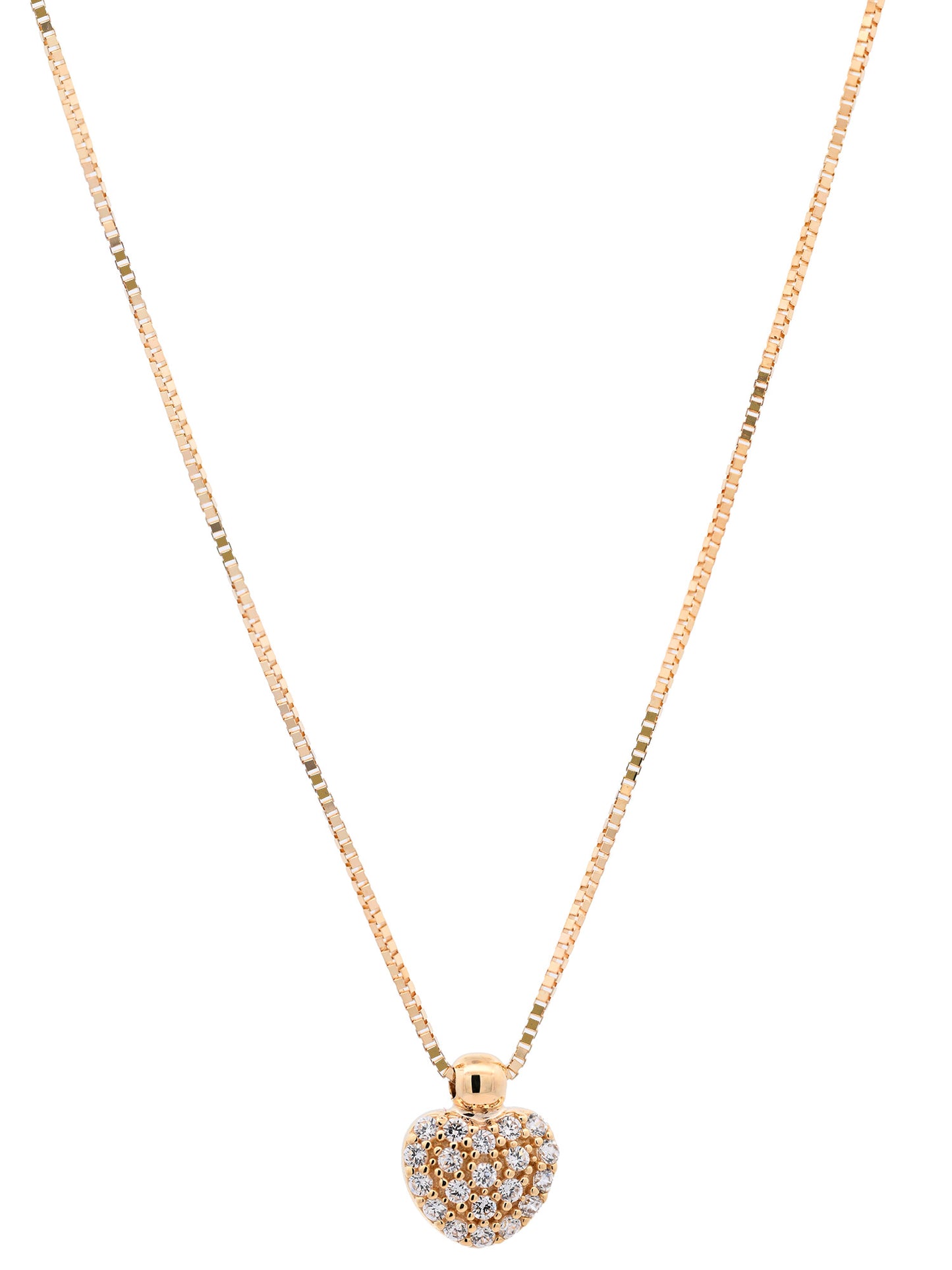 Goldkette Collier Herz mit Zirkonia massiv  375-9 Karat Gold 42 cm