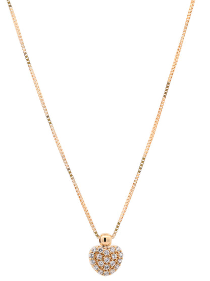 Goldkette Collier Herz mit Zirkonia massiv  375-9 Karat Gold 42 cm