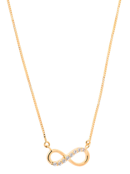 Collier Kette Unendlichkeitszeichen Zirkonia massiv  375-9 Karat Gold