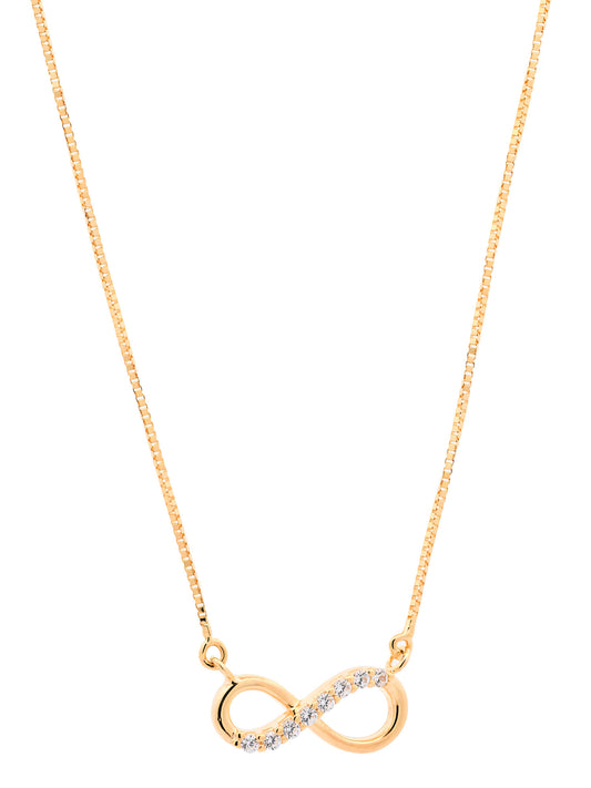 Collier Kette Unendlichkeitszeichen Zirkonia massiv  375-9 Karat Gold