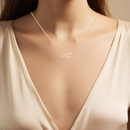 Collier Kette Unendlichkeitszeichen Zirkonia massiv  375-9 Karat Gold