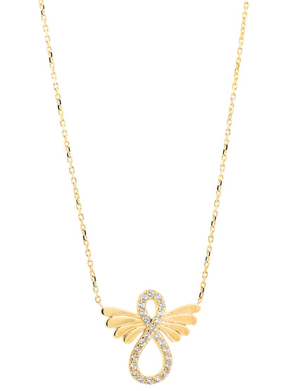 Collier Kette Unendlichkeitszeichen Zirkonia massiv  375-9 Karat Gold