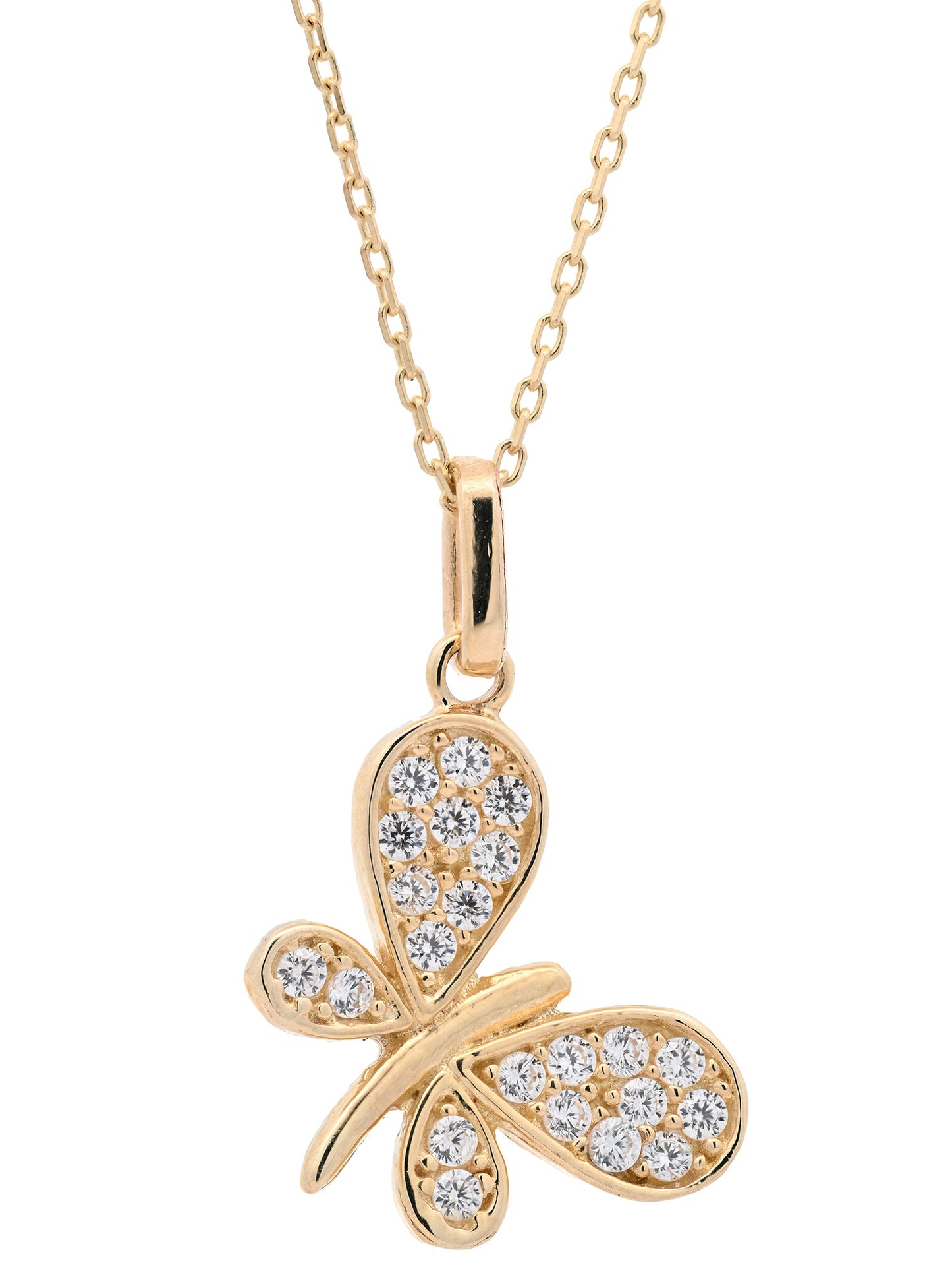 Goldkette Collier Schmetterling Zirkonia massiv  375-9 Karat Gold 45cm