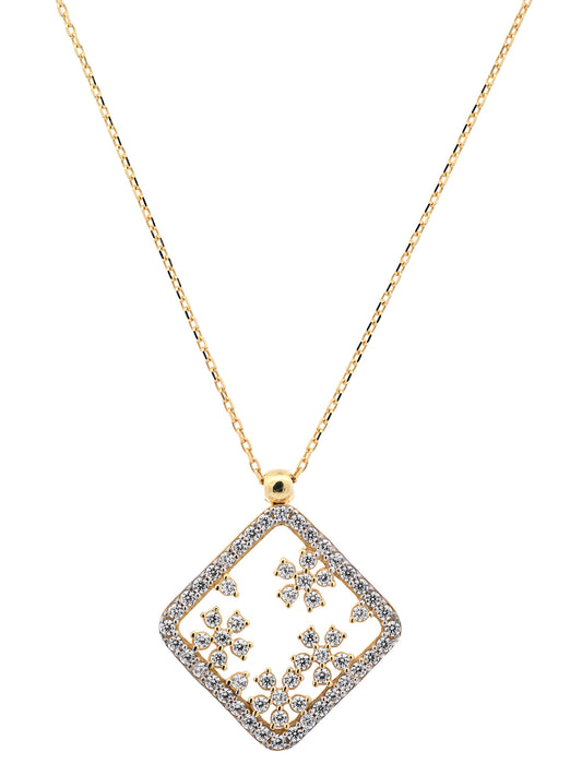 Goldkette Collier mit Zirkonia massiv  375-9 Karat Gold 45 cm
