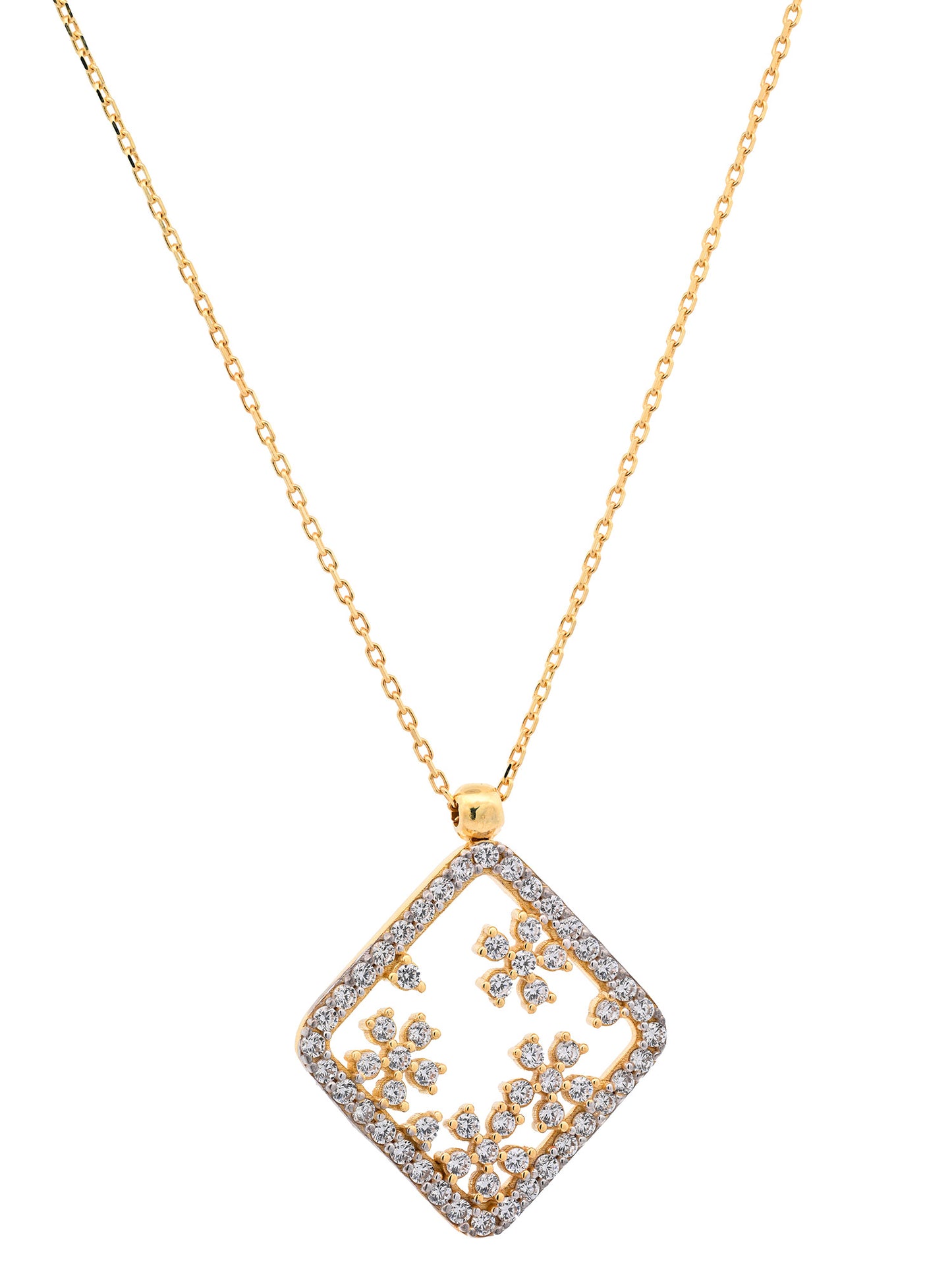 Goldkette Collier mit Zirkonia massiv  375-9 Karat Gold 45 cm